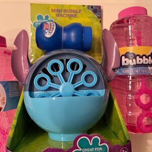 Disney Stitch MinBubble Machine WITH 2 Extra‎ Bottles of Pink Bubble (NEW) (k/x)